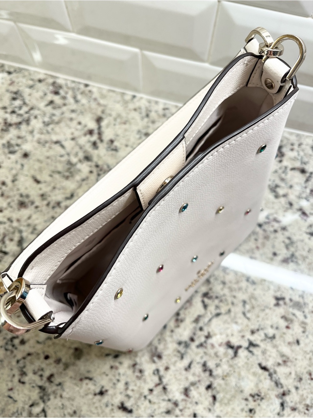 Kate Spade Darcy Small Bucket with Gemstone Details Crossbody Bag EUC - Picture 7 of 13